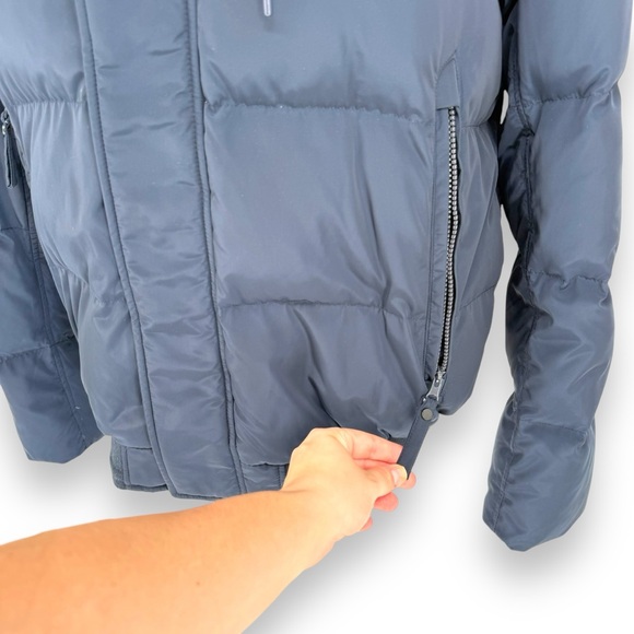 Marc New York Mens Coyote Fur Trim Down Jacket Bomber Winter Coat Navy XL - Picture 5 of 11